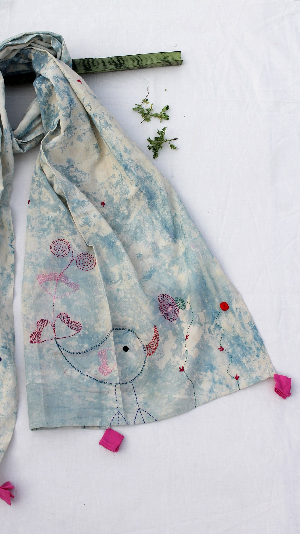 sky blue embroidered stole