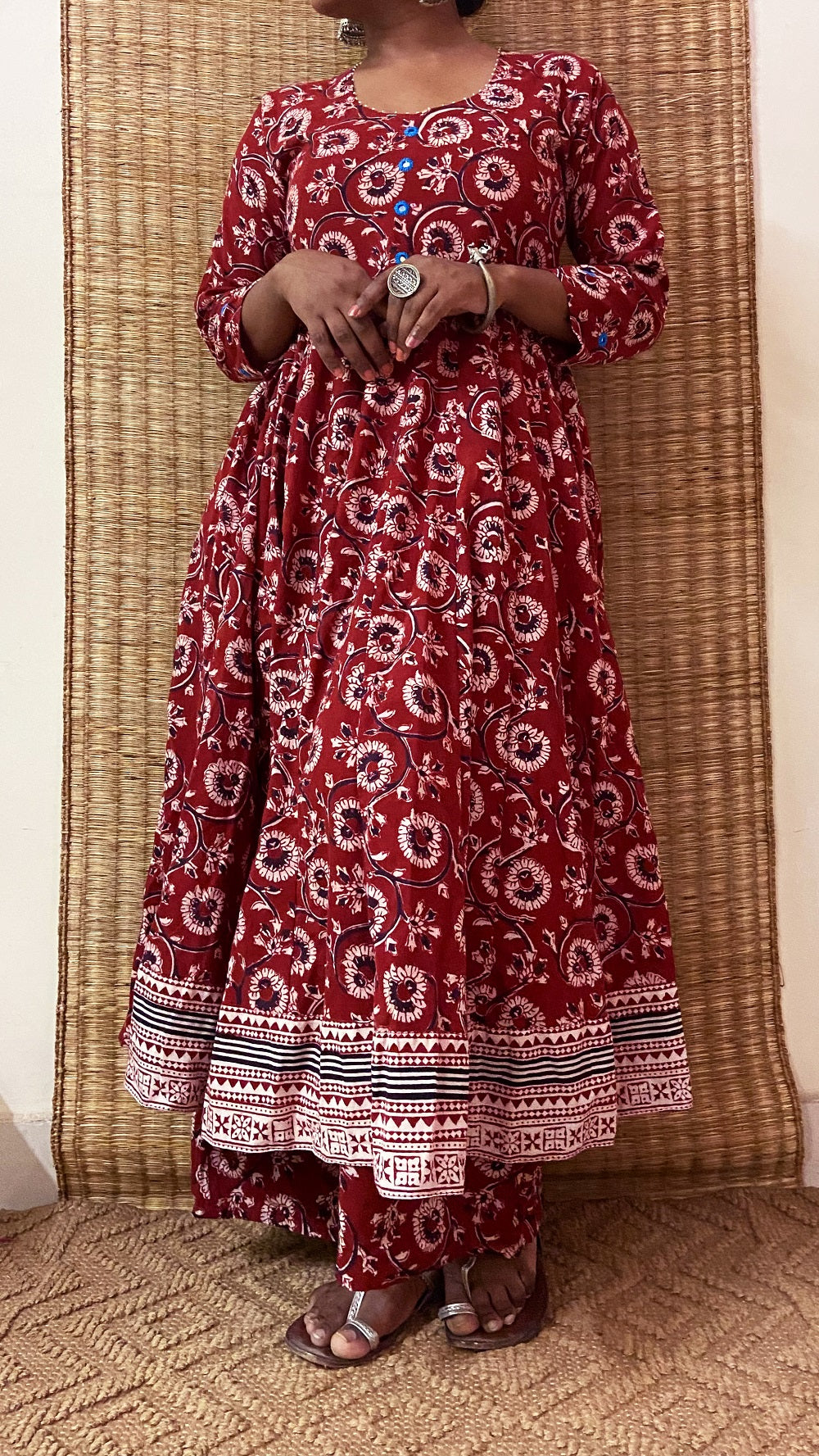 Maroon bagh print ethnic tunic set online at bebaakstudio.com