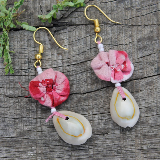 Pink floral earring