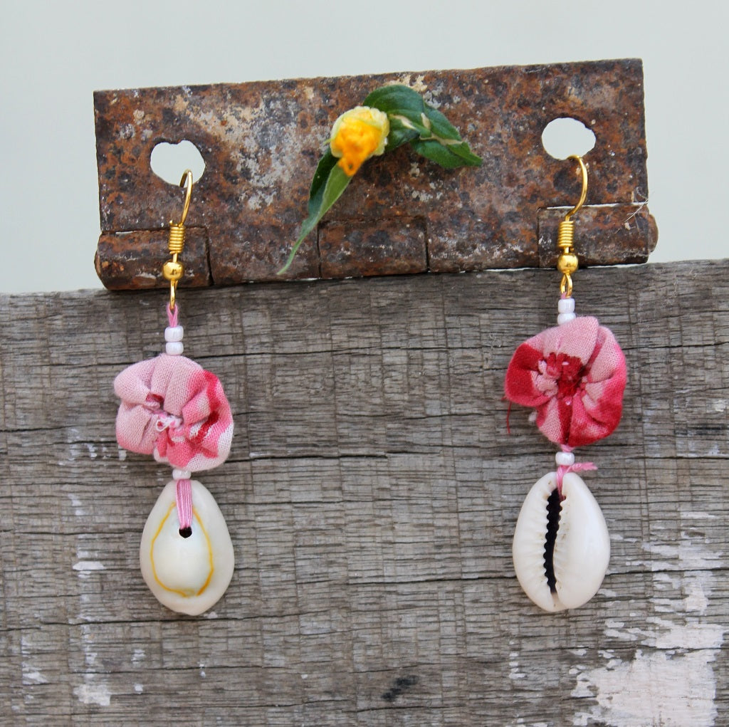 Pink floral earring