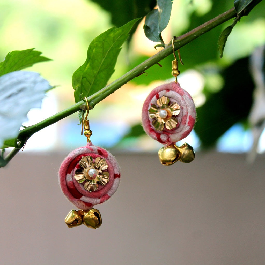 Pink ghungaroo earring