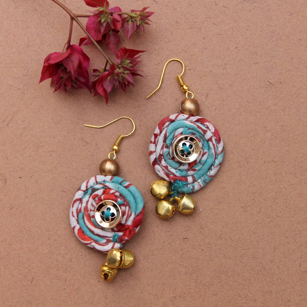 Green ghunghroo earring