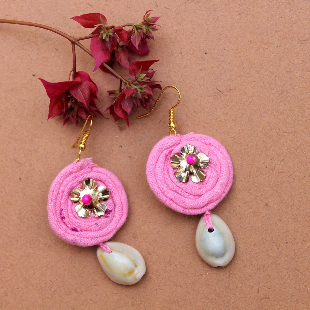 Pink drop earring