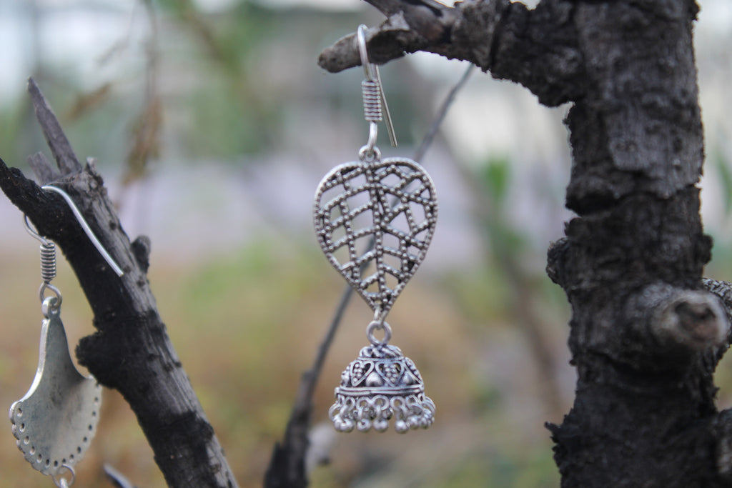 Earring: leaf motif with jhumka