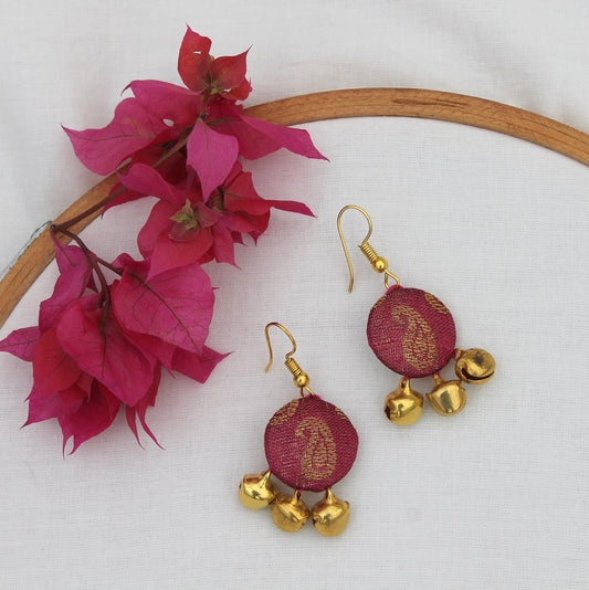 Silk gold ghungharoo earring