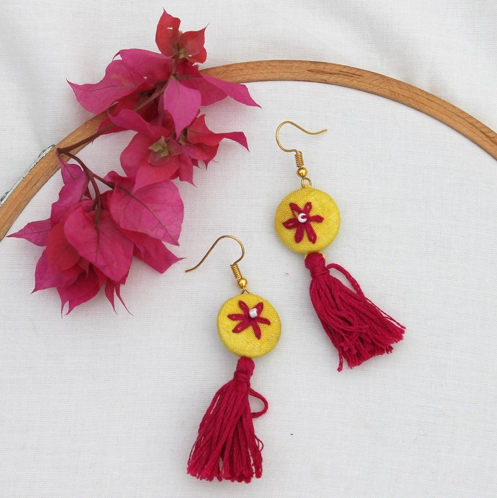 Lily pink tassel earring