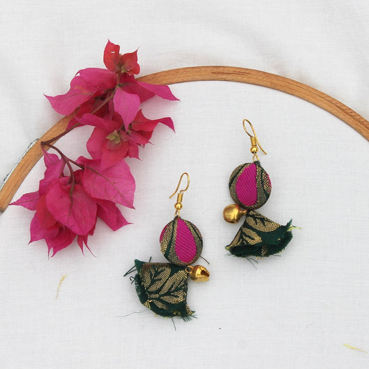 Silk Green tassel earring