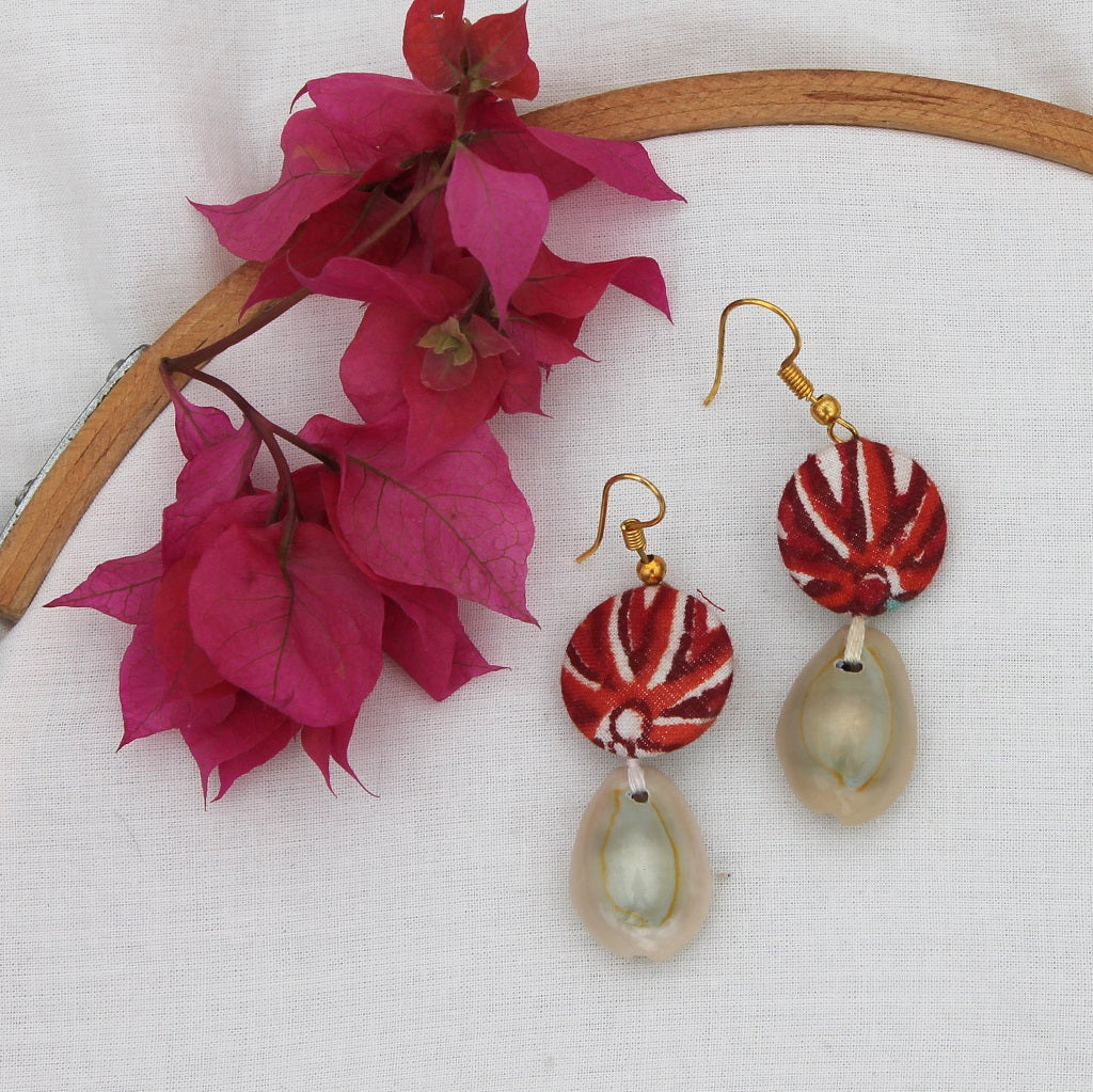 Orange shell earring