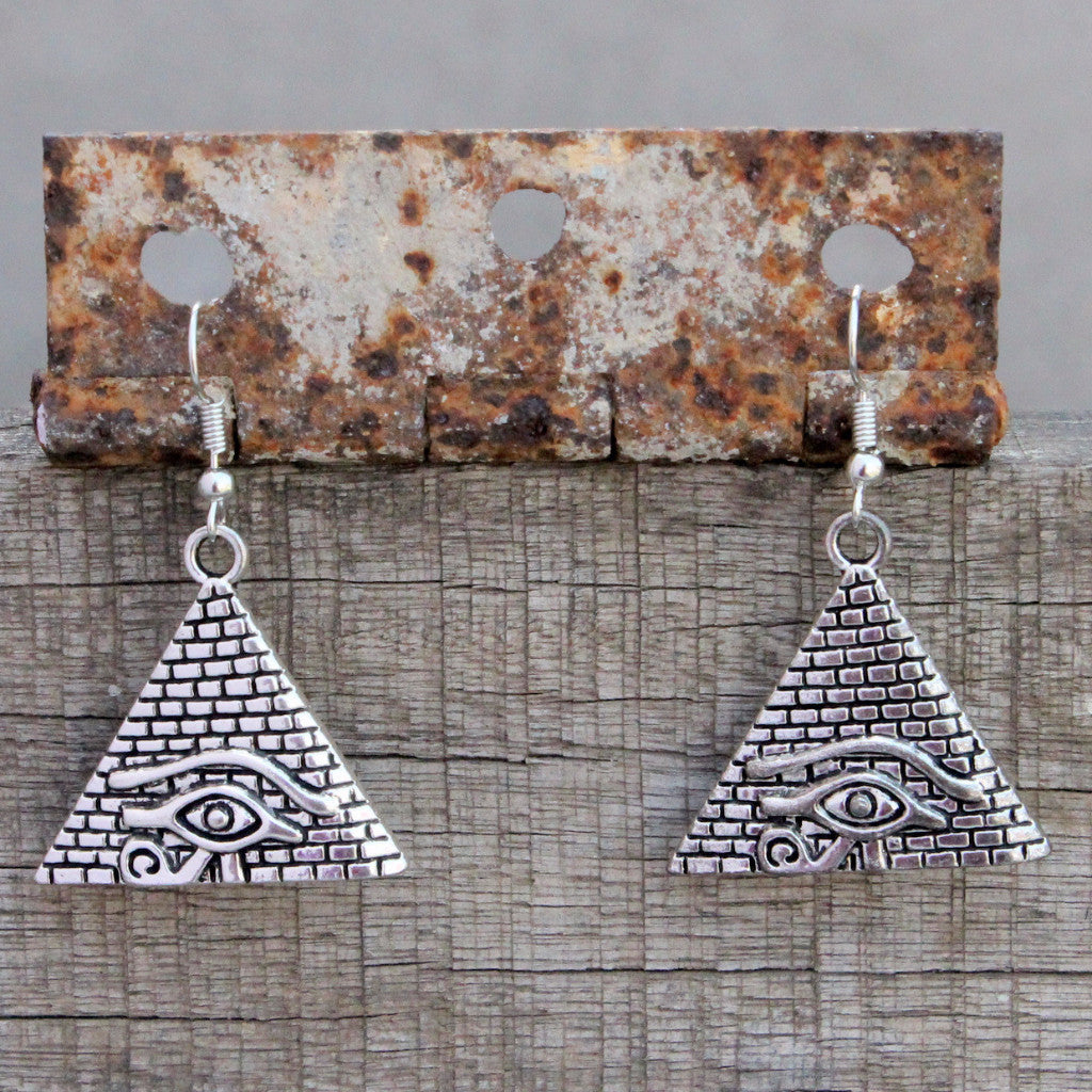 Earrings: Triangles  shape and silver tone