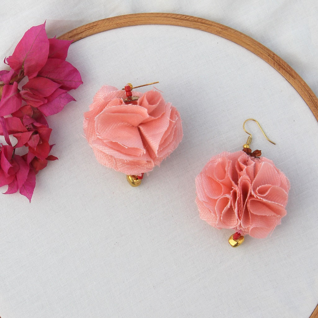 Peach floral quirky earring