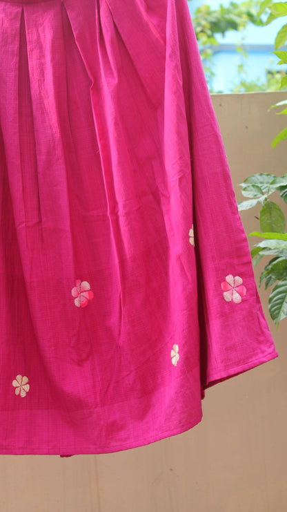 Embroidered Magenta pleat skirt
