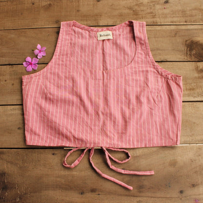 Pink striped crop top available online at www.bebaakstudio.com