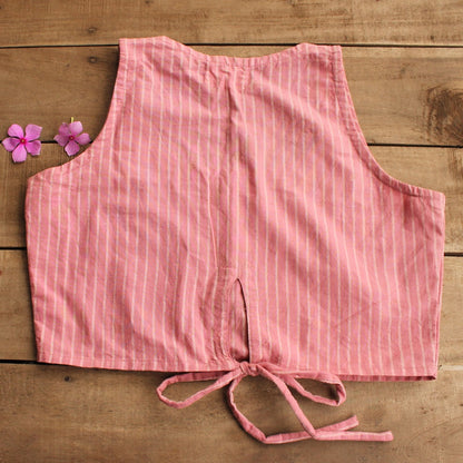 Pink striped crop top available online at www.bebaakstudio.com