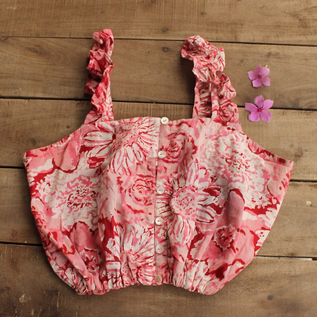 Floral pink crop top online at www.bebaakstudio.com