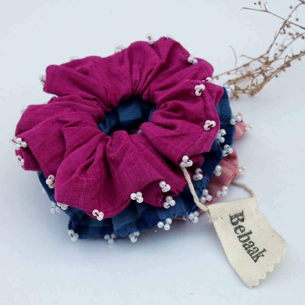 Cotton candy scrunchie online available at bebaakstudio.com