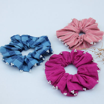 Cotton candy scrunchie online available at bebaakstudio.com
