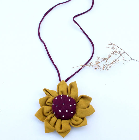 Sunflower upcycled necklace online available at bebaakstudio.com