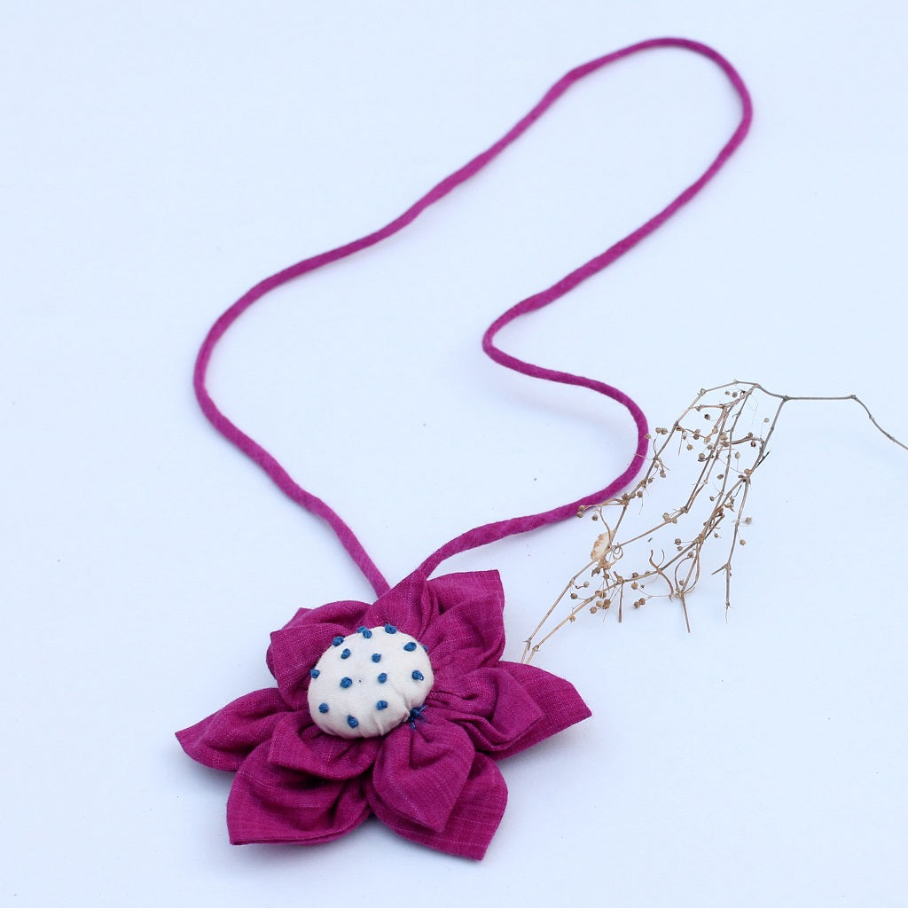 Pink floral pendant necklace online available at bebaakstudio.com