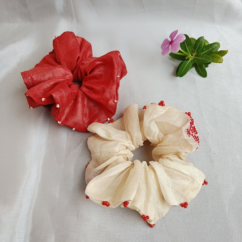 Scrunchies: Shop Christmas silk scrunchie online at bebaakstudio.com