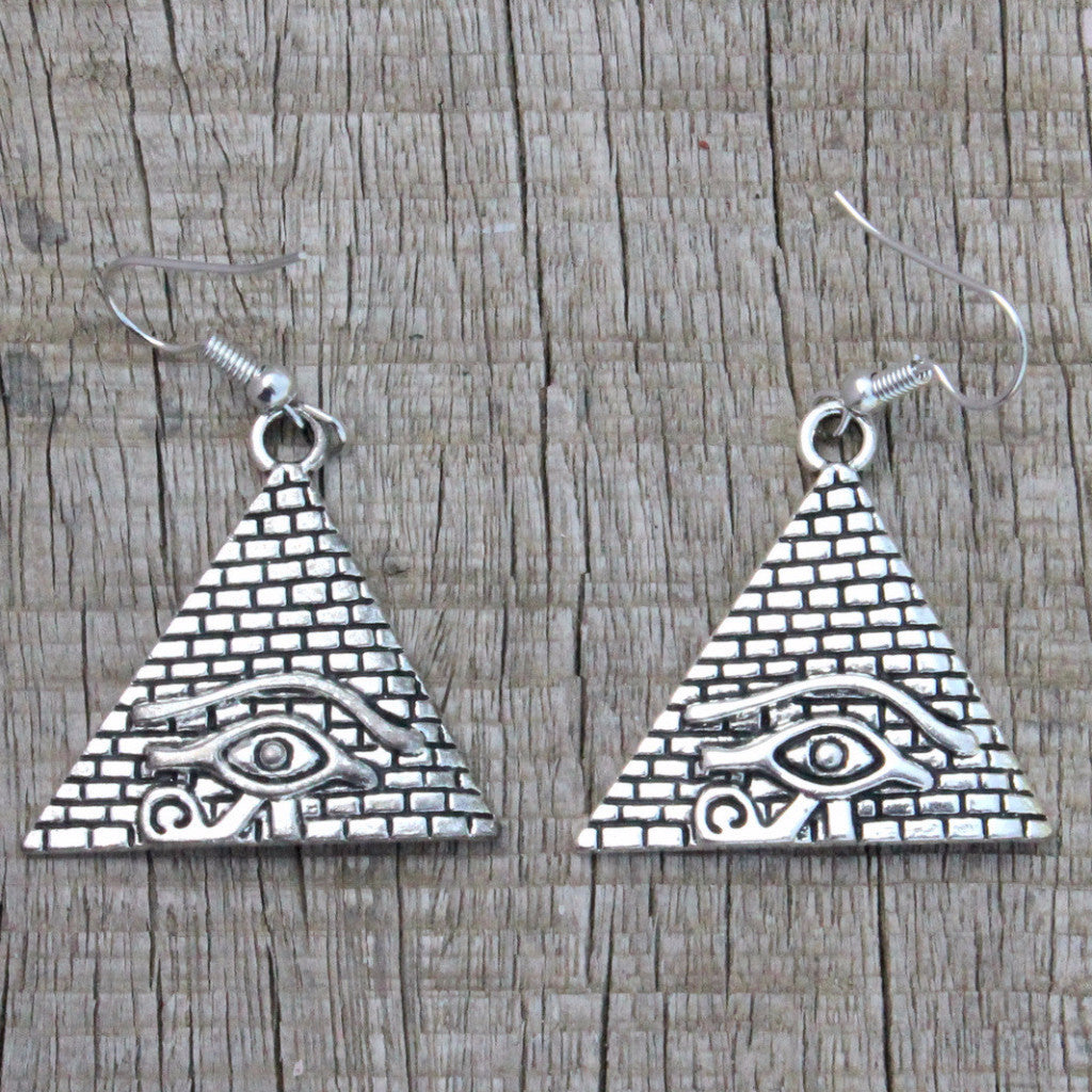 Earrings: Triangles  shape and silver tone