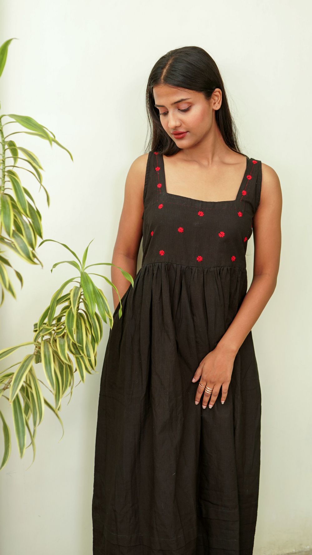Shop black cotton maxi Dress online at bebaakstudio.com