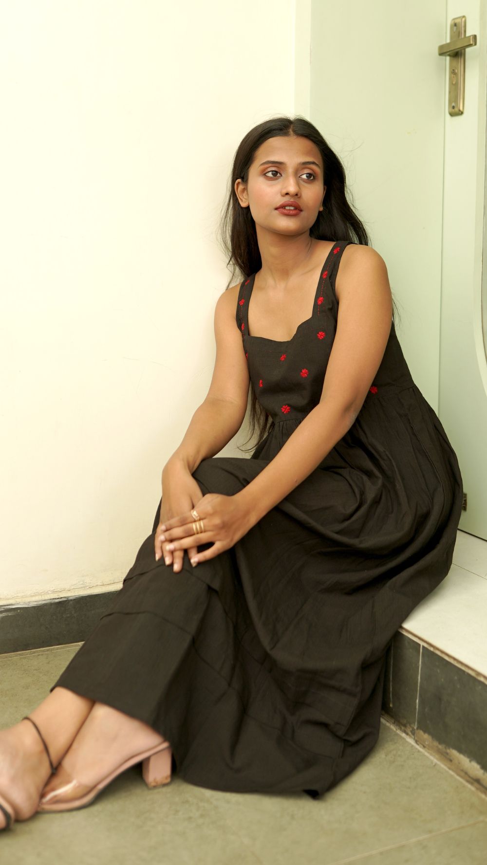 Shop black cotton maxi Dress online at bebaakstudio.com