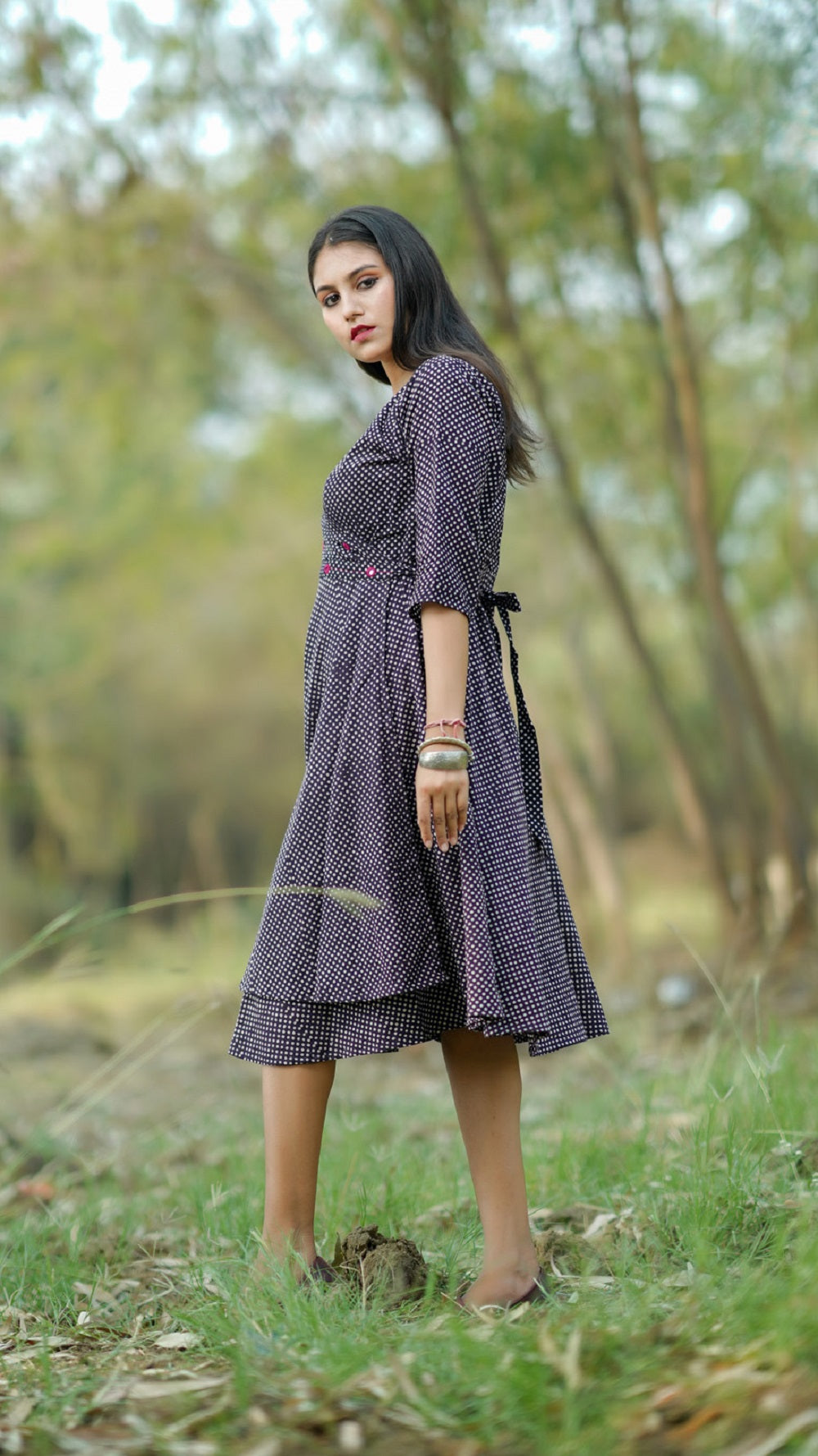 Bobby block print wrap dress online at bebaakstudio.com