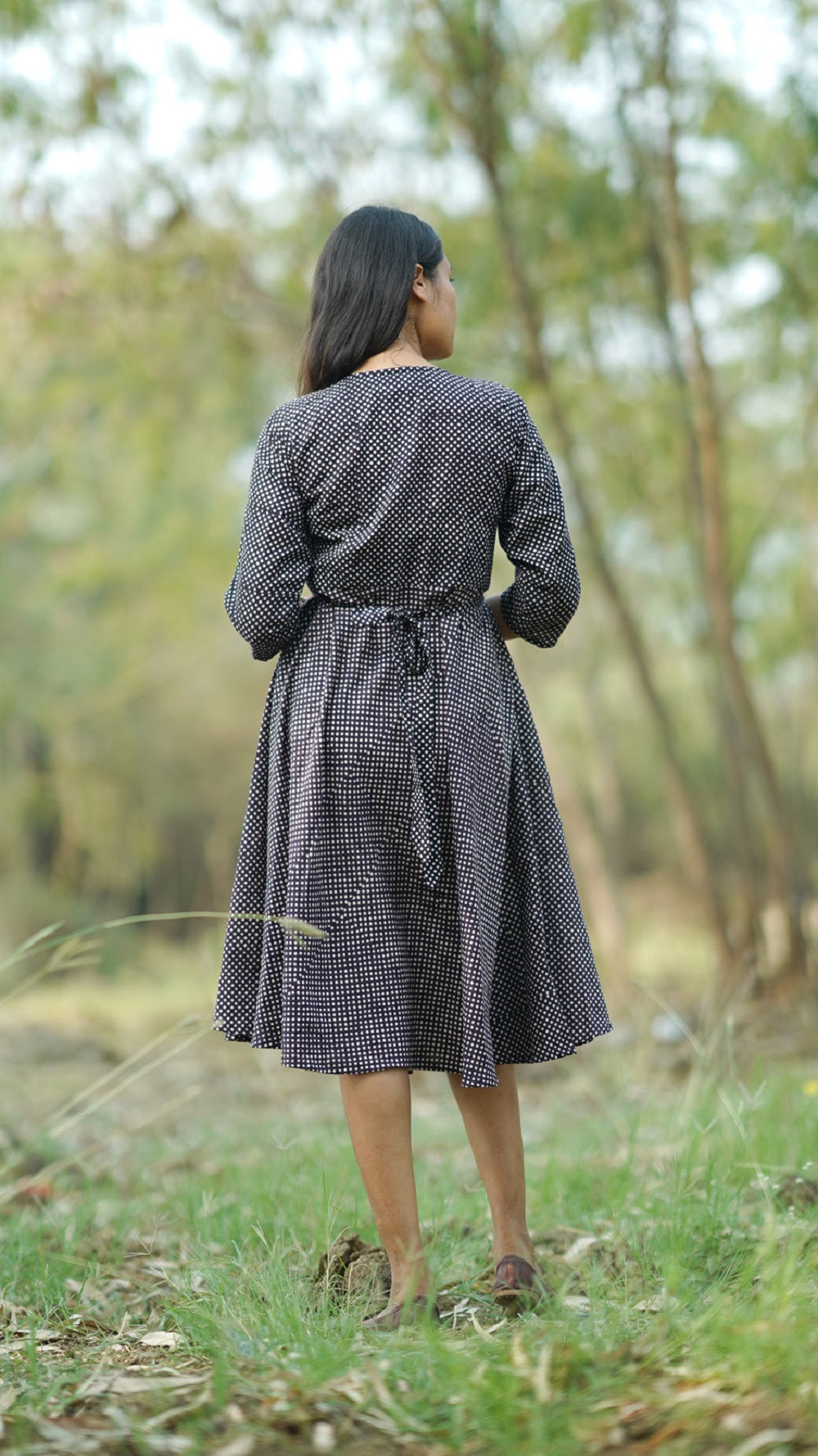 Bobby block print wrap dress online at bebaakstudio.com