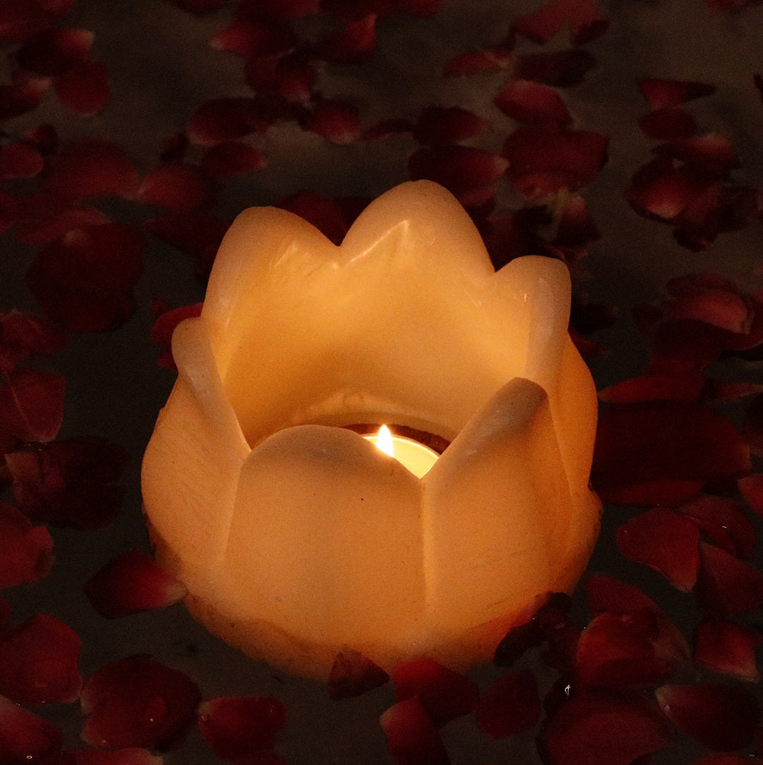 Shop Candle: Handmade pure wax Lotus Candle 