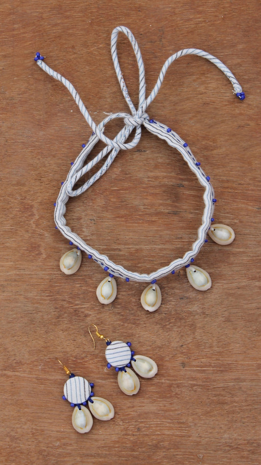 Ivory shell choker set online available at bebaakstudio.com