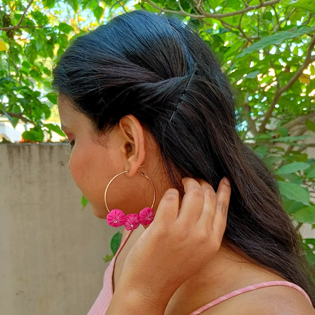Shop uncycled floral  hoop earrings online at bebaakstudio.com
