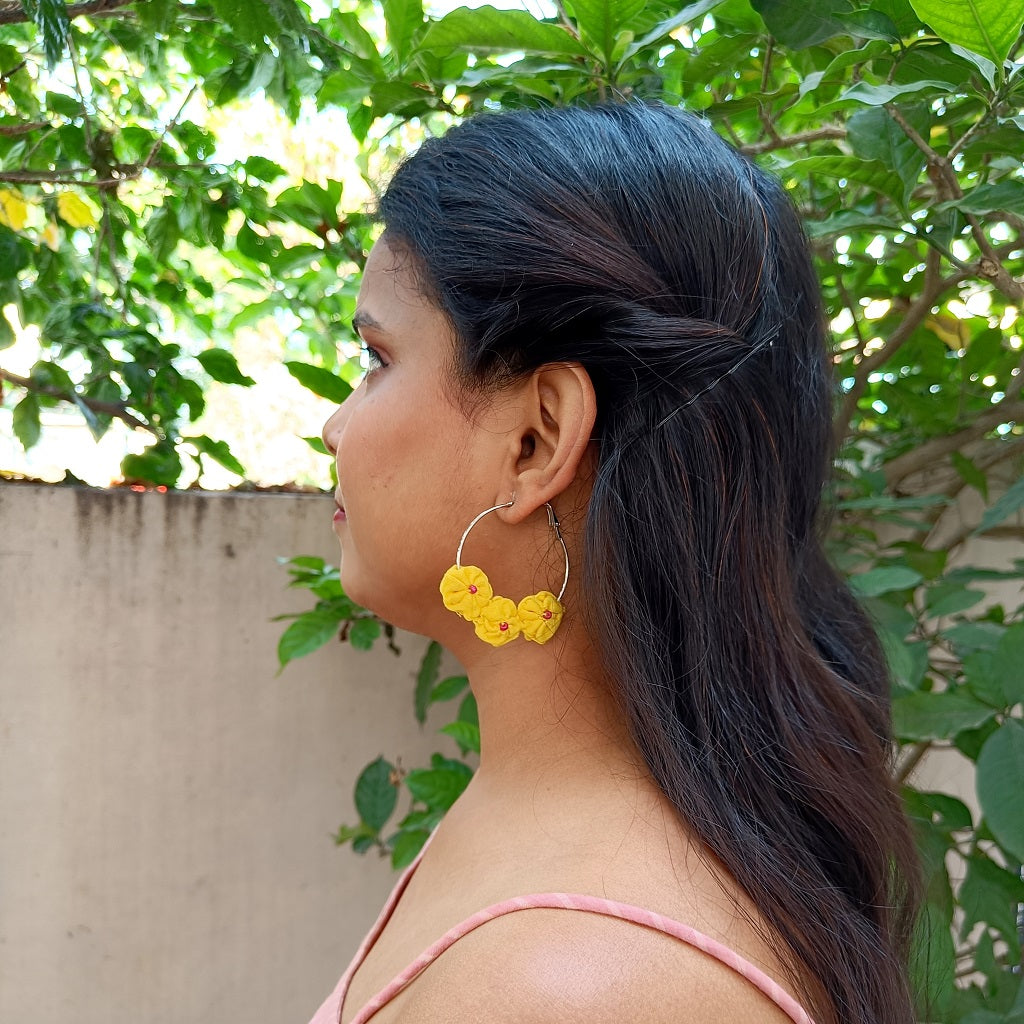 Shop uncycled floral  hoop earrings online at bebaakstudio.com