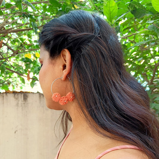 Shop uncycled floral  hoop earrings online at bebaakstudio.com