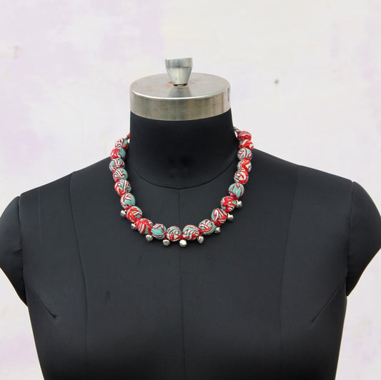 Green ghunghroo necklace