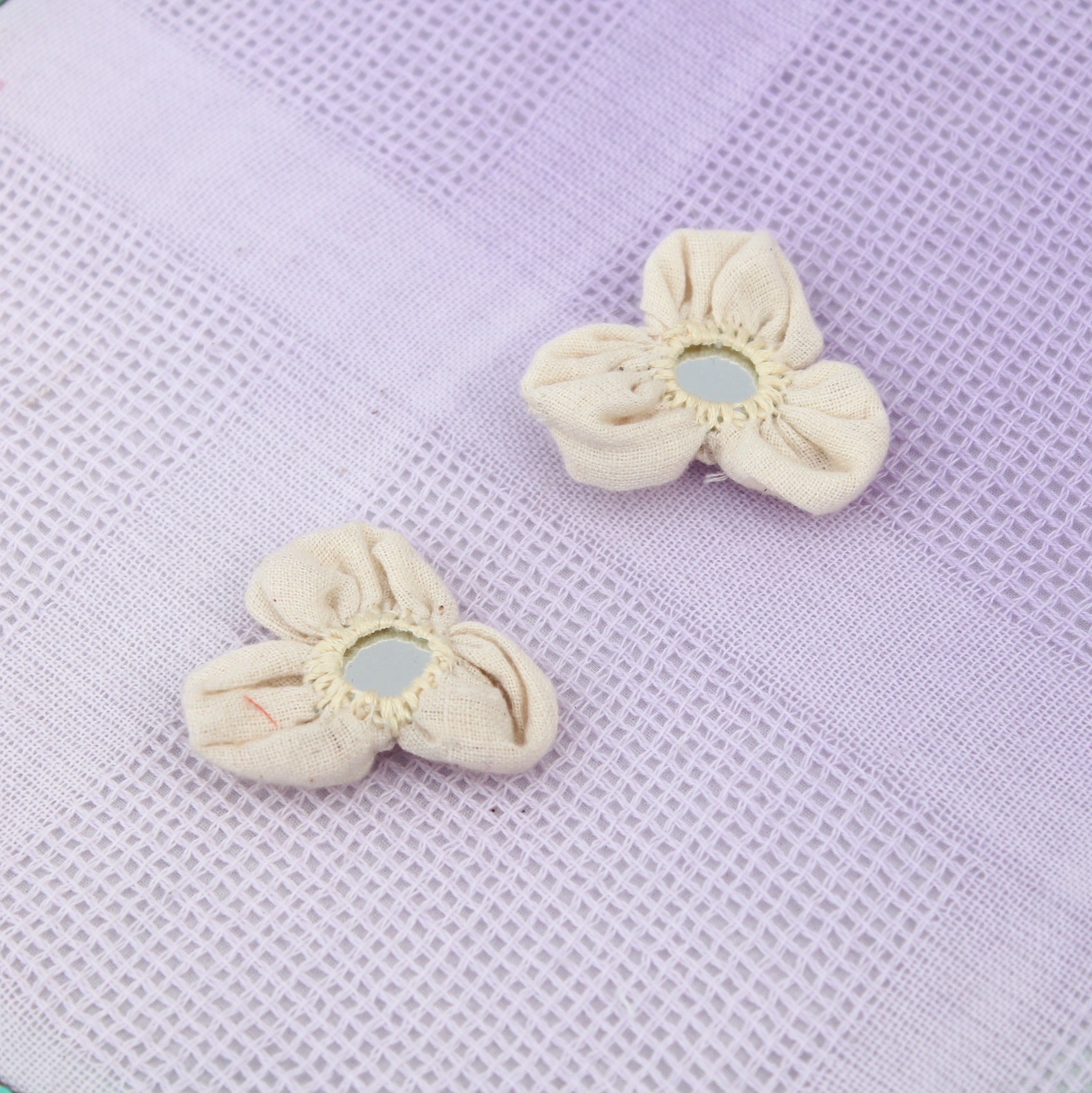 Shop white mirror ear stud textile jewelry online at bebaakstudio.com