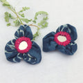 Shop Indigo mirror ear stud textile jewelry online at bebaakstudio.com
