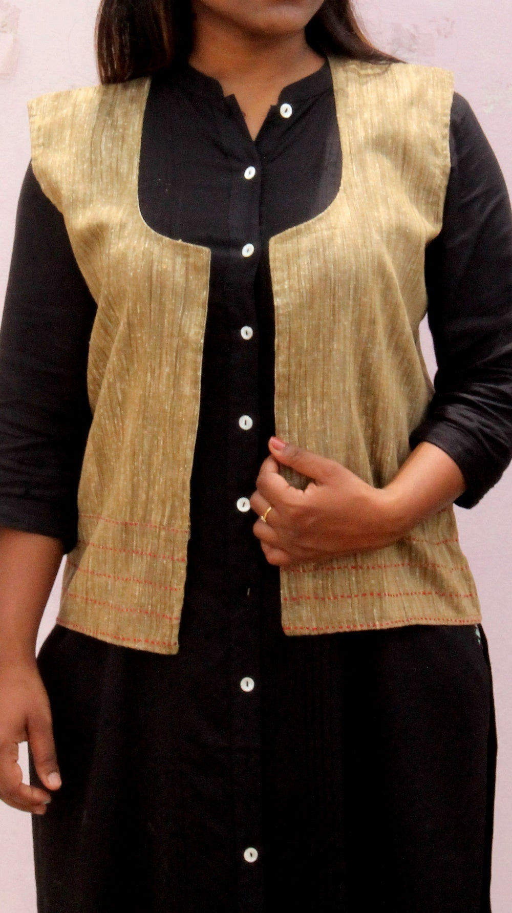 Honey- ivory kantha jacket online at bebaakstudio