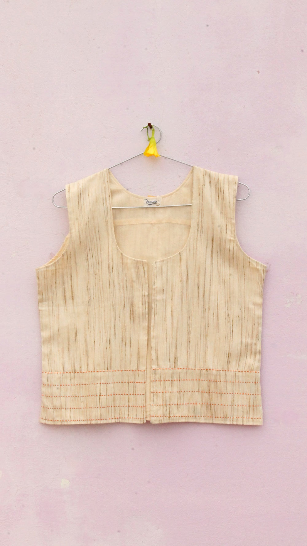 Ivory tangerine kantha jacket