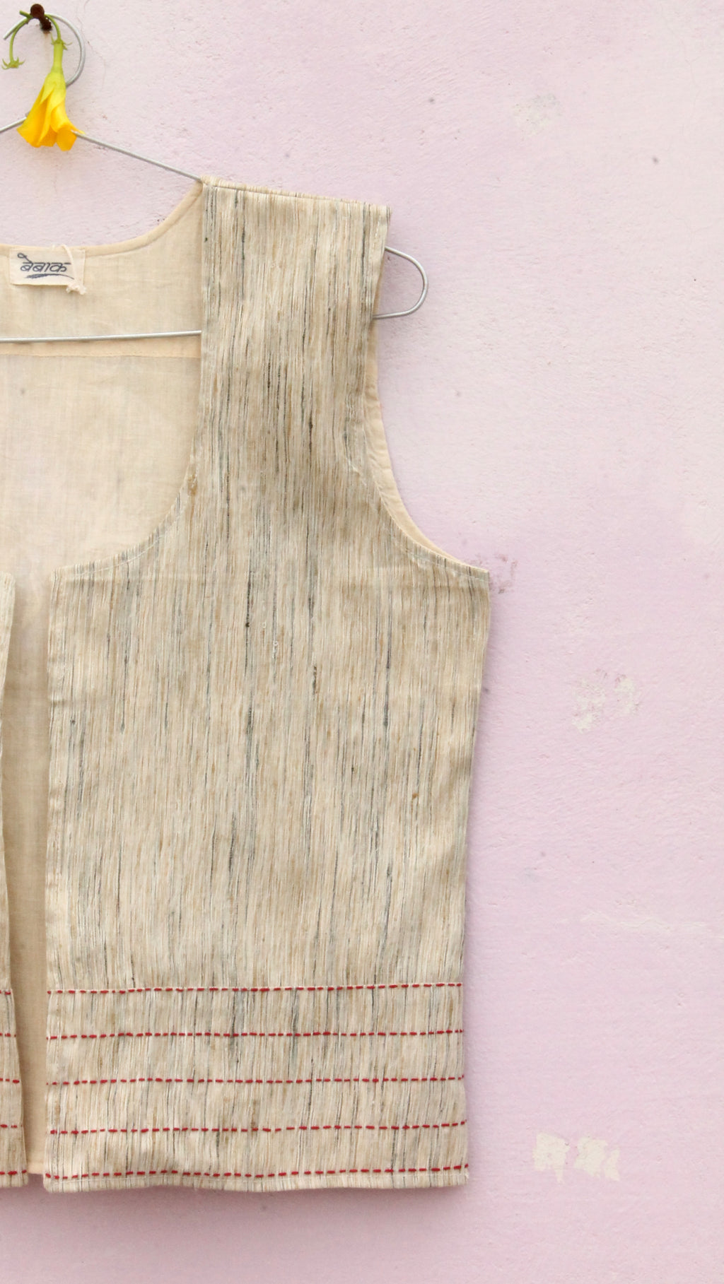 Ivory maroon kantha jacket online at bebaakstudio