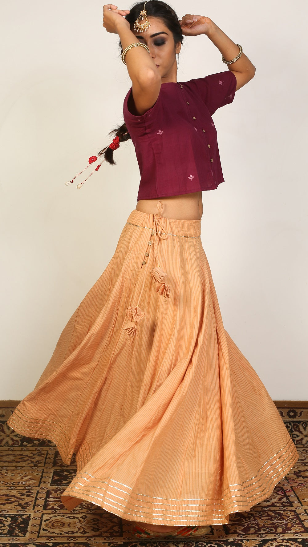 Honey panel flared skirt