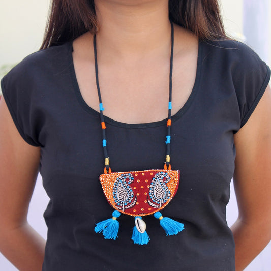 Mastani Mehroon tassel necklace