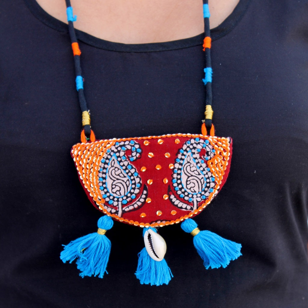 Mastani Mehroon tassel necklace