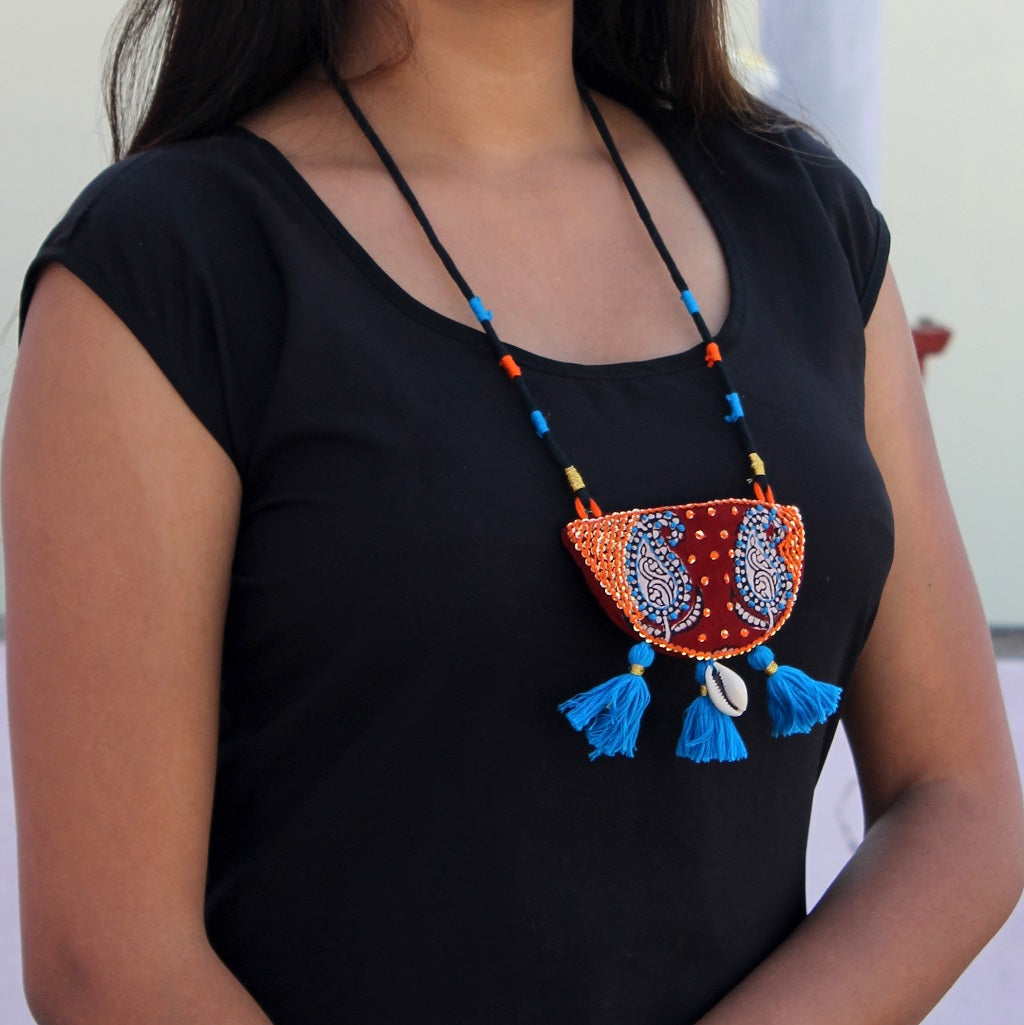Mastani Mehroon tassel necklace