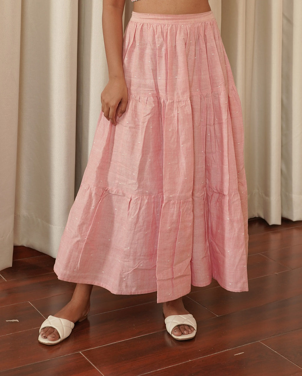 Baby pink tiered skirt