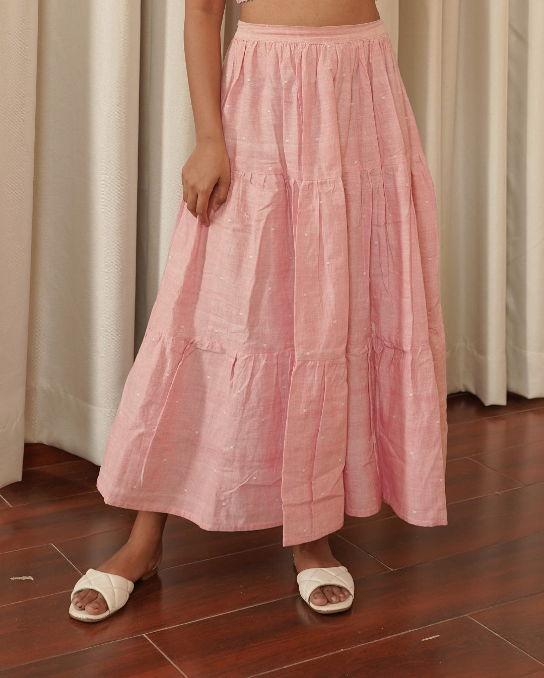 Baby pink tiered skirt