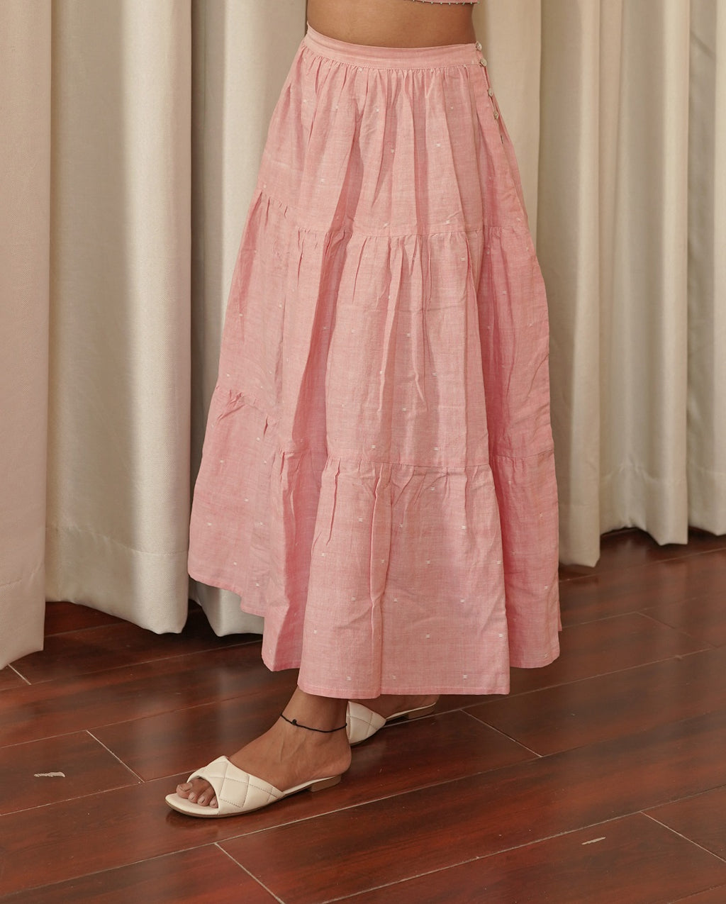 Baby pink tiered skirt