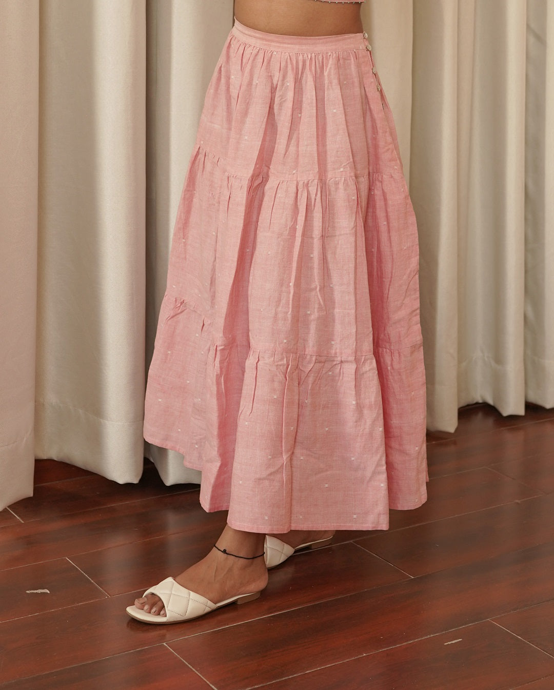 Baby pink tiered skirt