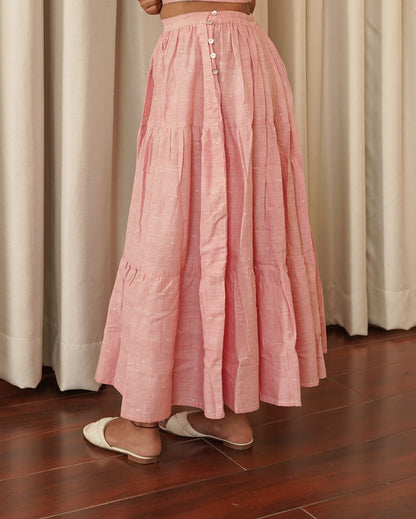 Baby pink tiered skirt