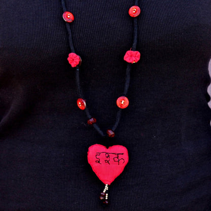 Up-cycled textile heart pendant necklace( iSHQ)