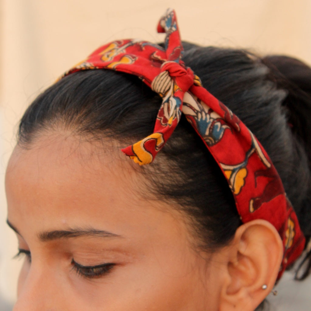 kalamkari knotted bow headband online at bebaakstudio.com